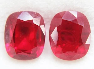 29 Ct Cushion Cut Loose Gemstones Pair Certified Red Natural Ruby - Picture 1 of 4