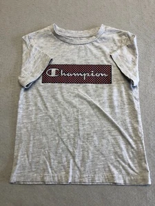Champion T-Shirt Kids Boy's Small (5) Gray Logo Cotton Activewear Casual Tee - Picture 1 of 4