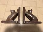 Pair Of Vintage Hand Carved Stone Cat / Kitten Bookends
