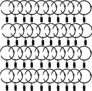 40PCS Black 1.5in Openable Curtain Rings with Metal Clips For Hanging Curtain - Picture 1 of 7