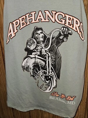 Parrilla de bar de motociclista Apehangers Maryland XL verde logotipo gráfico de doble cara para mujer... Foto 1 de 4