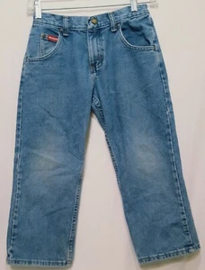 Blue Jeans Denim Boys Size 8 Husky Wrangler Adjustable Waist Straight - Picture 1 of 11