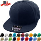 Premium Solid Fitted Cap Baseball Cap Hat, Flat Bill / Brim NEW