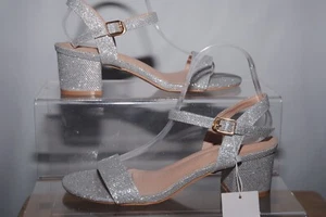 DADAWEN Ladies Silver strappy mid heel sandals UK size 7 - Picture 1 of 7