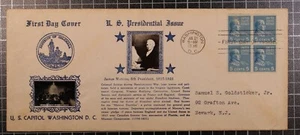 Scott 810 - 5 Cents Monroe FDC Block Of 4 Crosby Double Cachet Seldom Seen - Picture 1 of 2