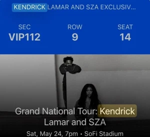 2x VIP KENDRICK LAMAR SZA TICKETS 5/24/25 Los Angeles SoFi Stadium - Picture 1 of 1