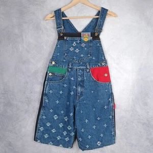 Vintage 90s Overalls Boys Medium Multicolor Cross Colors Hip Hop Shortalls - Picture 1 of 24