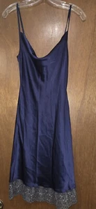 Camicia da notte Julianna Rae Camille 100% seta blu indaco taglia S vendita al dettaglio $189 - Foto 1 di 4