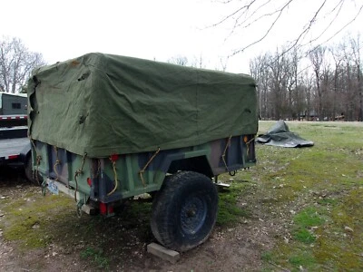 MILITARY SURPLUS  M101 REGULAR CANVAS CARGO TRAILER COVER ONLY -DAMAGED  US ARMY - Image 1 of 4