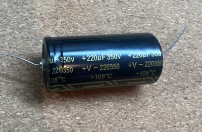 TUBE AMP DOCTOR Axial 220 uF (220μF) 350V TAD Gold Capacitor for valve amp.