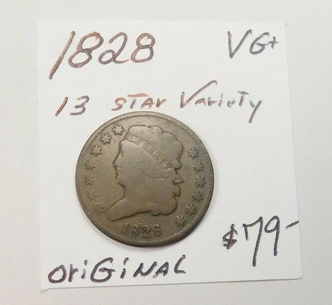 1828 CHOCOLATE BROWN 13 STAR HALF CENT - 100% ORIGINAL! NEVER CLEANED!!!!!!!!!! Cover