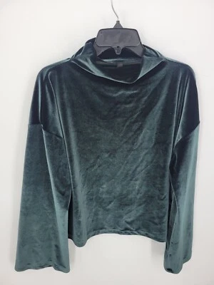 Victorias Secret Sport Top Womens Medium Green Velvet Flowy Mock Neck Pullover - Image 1 of 4