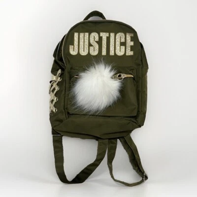 Justice девочек зеленый и золотой полька школьный рюкзак ночь сумка молодежи ребенка - Изображение 1 из 4