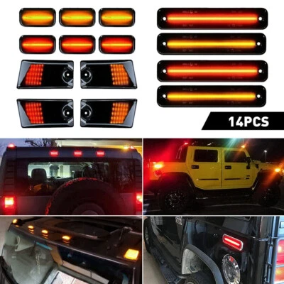 14pcs For 2003-2009 HUMMER H2 LED Side Marker Light Cab Roof Running Lamp Smoked - Image 1 of 4