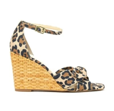 Sandalias de cuña Jessica Simpson para mujer Delirah con estampado de leopardo de paja 8,5 M Foto 1 de 4
