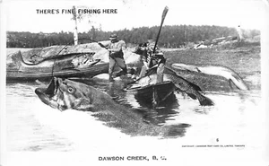 Dawson Creek BC Canada Fish Exaggeration 1940s Postcard RPPC 24-8332 - Picture 1 of 2