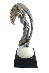 Golf Trophy Action Swing Male Rasin Blank 9.5 inch Tall MX Trophies Silver Gold - Picture 1 of 7