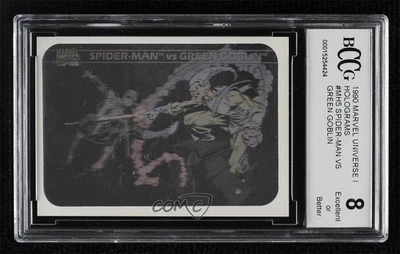 1990 Impel Marvel Universe Holograms Spider-Man vs Green Goblin #MH5 BCCG 8 r9o - Image 1 of 3