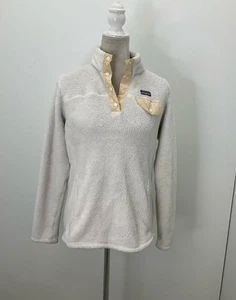Patagonia White & Beige 1/4 Snap Fleece Pullover Jacket XXL (16-18) - Picture 1 of 5