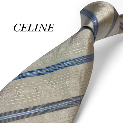 Corbata Celine CELINE Macadam Triomphe Plateada Brillante Italia 9 cm Ancho Usada Foto 1 de 4
