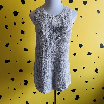 Regata feminina de malha texturizada H&M S bege racerback malha aberta minimalista básica - Imagem 1 de 4