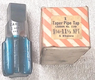 Union Twist Drill 1 1/4-11-1/2 NPT Carbon 5 Flute Pipe Tap USA MADE TOOL # 1140 - Image 1 of 4