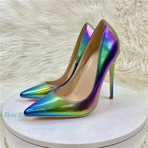 Zapatos de banquete de boca poco profunda de 12 cm de tacón alto con dedos finos en punta para mujer - Imagen 1 de 22