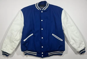 Vintage Butwin Varsity Jacke blau wollweiß Lederärmel hergestellt in den USA Größe XL SAUBER - Bild 1 von 15