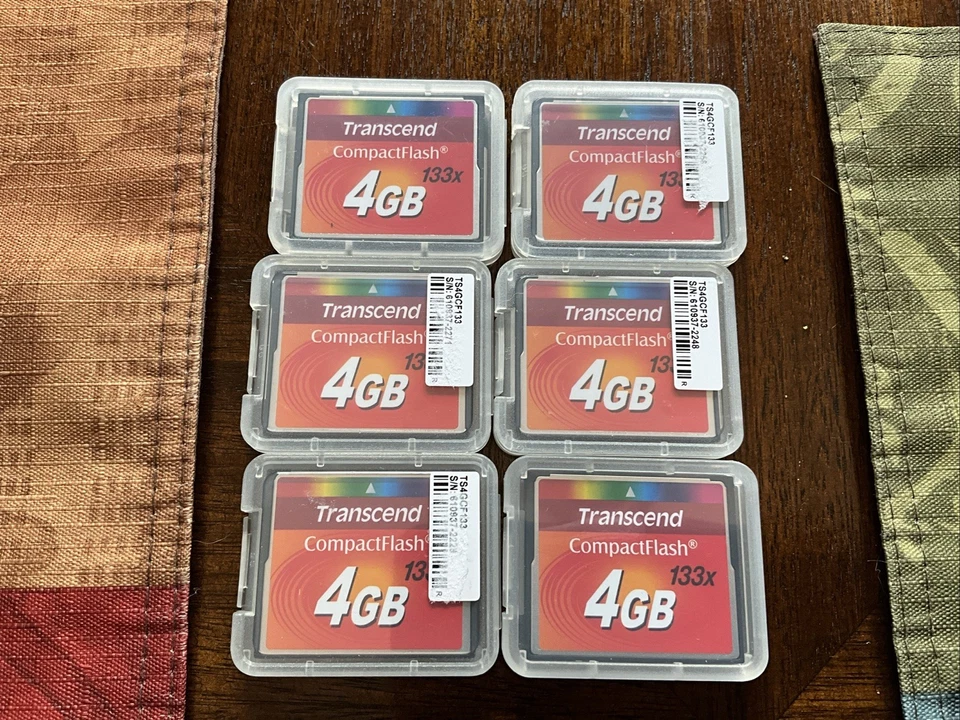 Lot of 6 Transcend 4GB CF 133X CompactFlash Cards 4GB - Used only once - Image 1 of 1