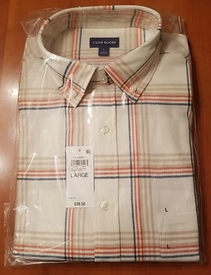 Camisa masculina xadrez flanela Club Room tamanho grande inverno marfim bolsa original US$ 40 nova com etiquetas - Imagem 1 de 4
