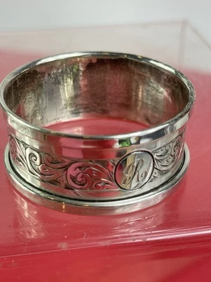 Elegante anillo de servilleta antiguo de león inglés, sello HG&S, plata esterlina 12 gramos Foto 1 de 4