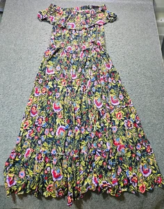 Terra & Sky langes mehrfarbiges geblümtes Maxi schulterfreies Kleid Damen 4X 28-30 - Bild 1 von 9
