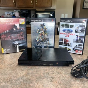 Paquete de consola delgada PlayStation 2 (PS2) - Negra - Sony - ¡3 juegos probados y funciona! - Imagen 1 de 11