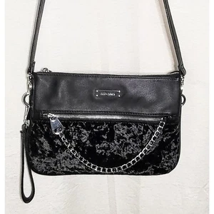 Coco & Carmen Black Faux Leather & Velvet Crossbody NWT & Replacement Strap - Picture 1 of 9