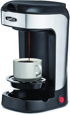 BELLA One Scoop One Cup Coffee Maker Single Serve Brewer Stainless Steel Black - Image 1 of 4