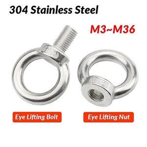 304 (A2) Edelstahl Ringschraube/ Ringmutter, Augbolzen m. Öse,  Metrisch M3-M36 - Bild 1 von 12