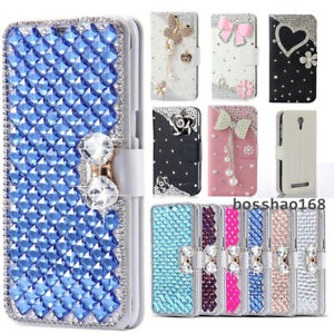 Bling Leather Flip Wallet Case for iPhone 7 8+ XR 11 12 13 14 Pro Max SE/Samsung