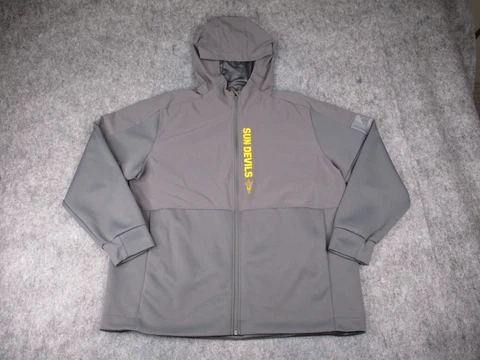 Arizona State Sun Devils Jacket Mens 2XL XXL Gray Adidas Full Zip Windbreaker Cover
