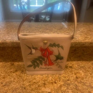 Enid Collins Texas “Humdinger” Hummingbird Painted Vintage Hand Bag Cream - Picture 1 of 10