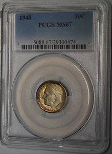 *** 1948 PCGS MS 67 SILVER Roosevelt Dime*** - Picture 1 of 2