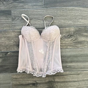 philippe matignon bustier blush pink /purple size 32 Lace Sheer - Picture 1 of 6