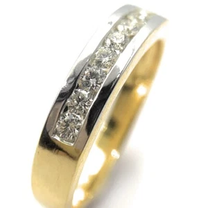 Certificate Eternity ring Wedding band Natural Yellow Gold Mens Ring 18K resize - Picture 1 of 5