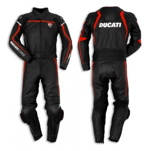 Ducati Race Biker Leather Suit Biker Leather Suit Mens Motorcycle Leather Jacket Pants - Picture 1 of 2
