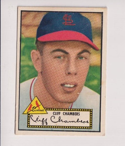 CLIFF CHAMBERS 1952 TOPPS BASEBALL VINTAGE CARD #68A BLACK CARDINALS EXCELLENT