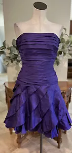 Vestido de cóctel Tadashi para mujer 6 vintage púrpura de tafetán sin tirantes XX - Imagen 1 de 7
