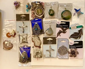 PENDANTS LOT OF 20 Assort NEW N0S Druzy Metal Glass Stone Many on card - Picture 1 of 14