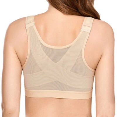 Women's full face front button bra with wireless back support body size large - Image 1 of 4