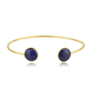 Bracciale semplice lapislazzuli in argento sterling 925 braccialetti impilabili - Foto 1 di 6