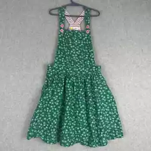 Mini grembiule Boden abito bambina 9/10 anni verde rosa velluto a coste floreale salopette tasca - Foto 1 di 10