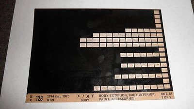 Fiat/Bertone Factory #08-W 1974-75 X1/9 carrocería exterior/int. Mirco Fiche Cat.Oct/81 Foto 1 de 4